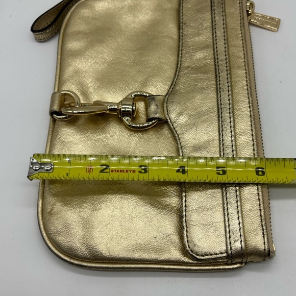 Rebecca Minkoff MAC Clutch Wristlet Gold Metallic Leather Pouch - Picture 7 of 7